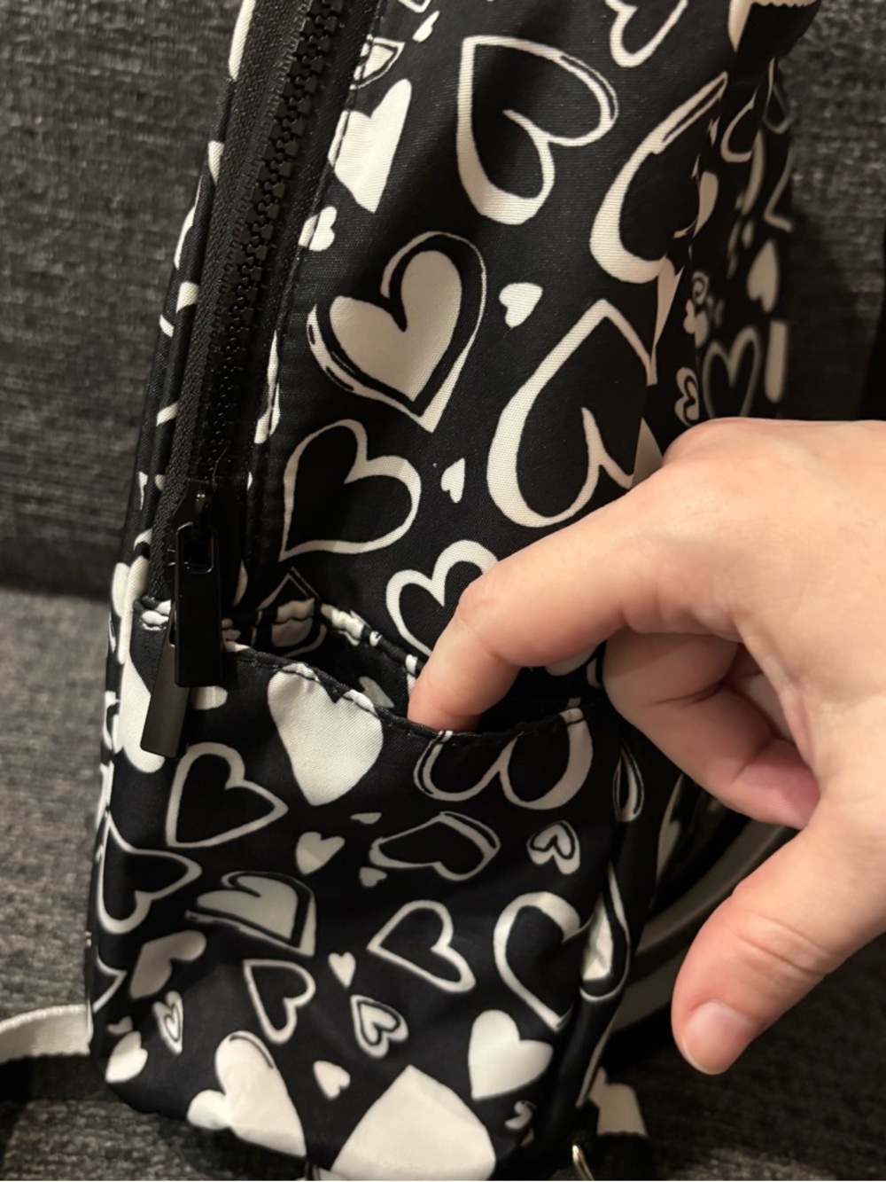 Brighton Black & White Heart Print Mini Backpack NWOT - Picture 2 of 7
